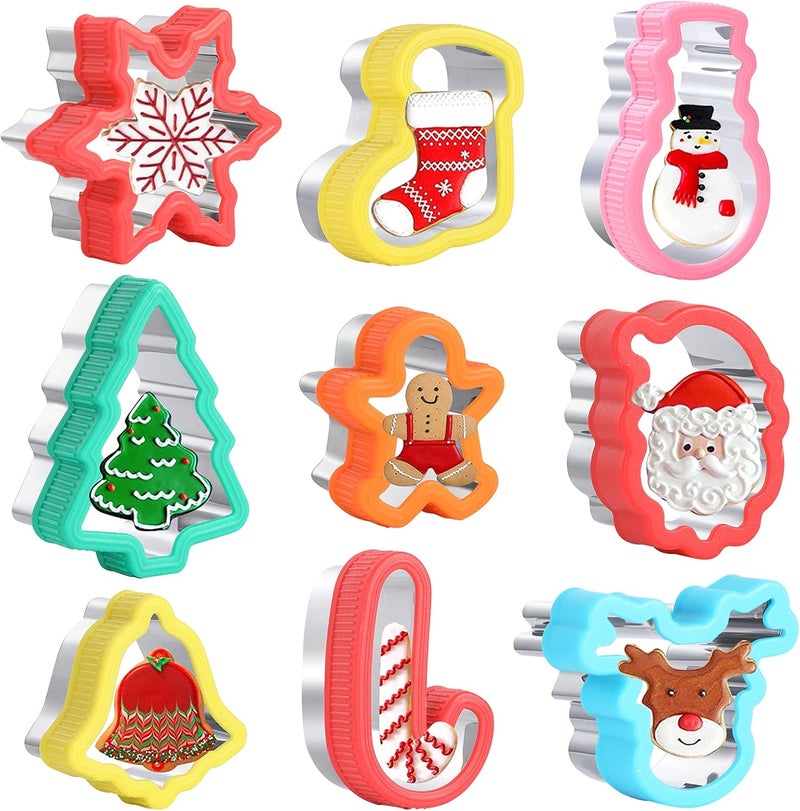 CokiArt Christmas Cookie Cutters Mold Set, 9 Pieces Cookie and Fruit Cutter Molds, DIY Food and Decoration Accessories - Image 1